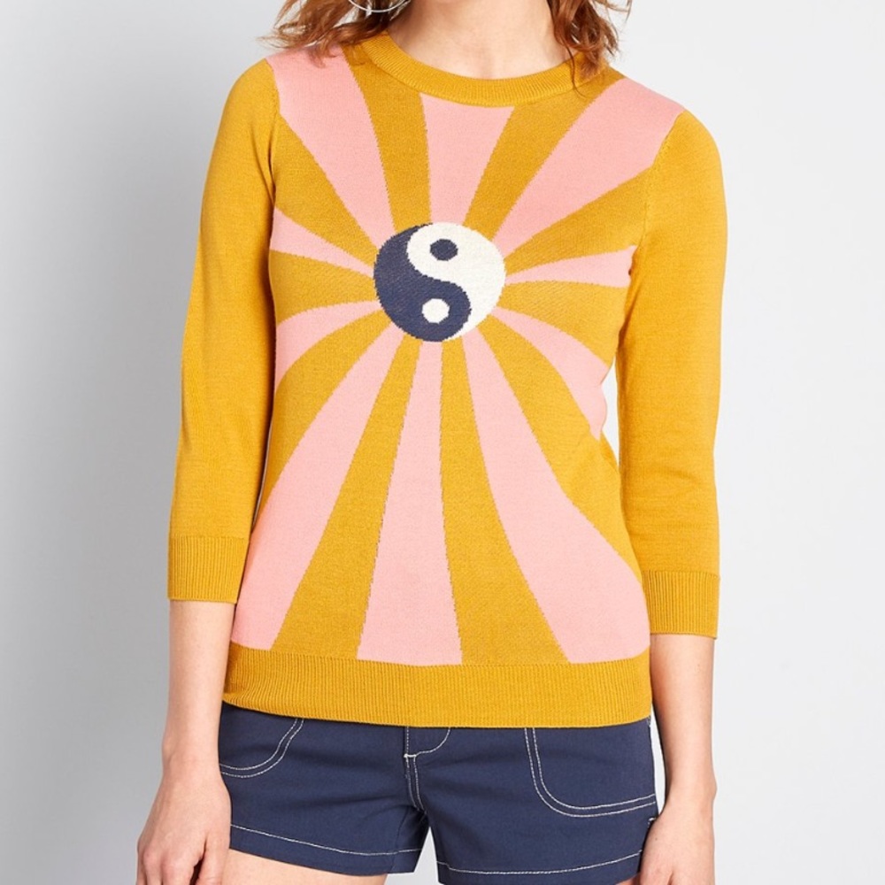 Yellow & Pink Ying Yang Charm School Sweater